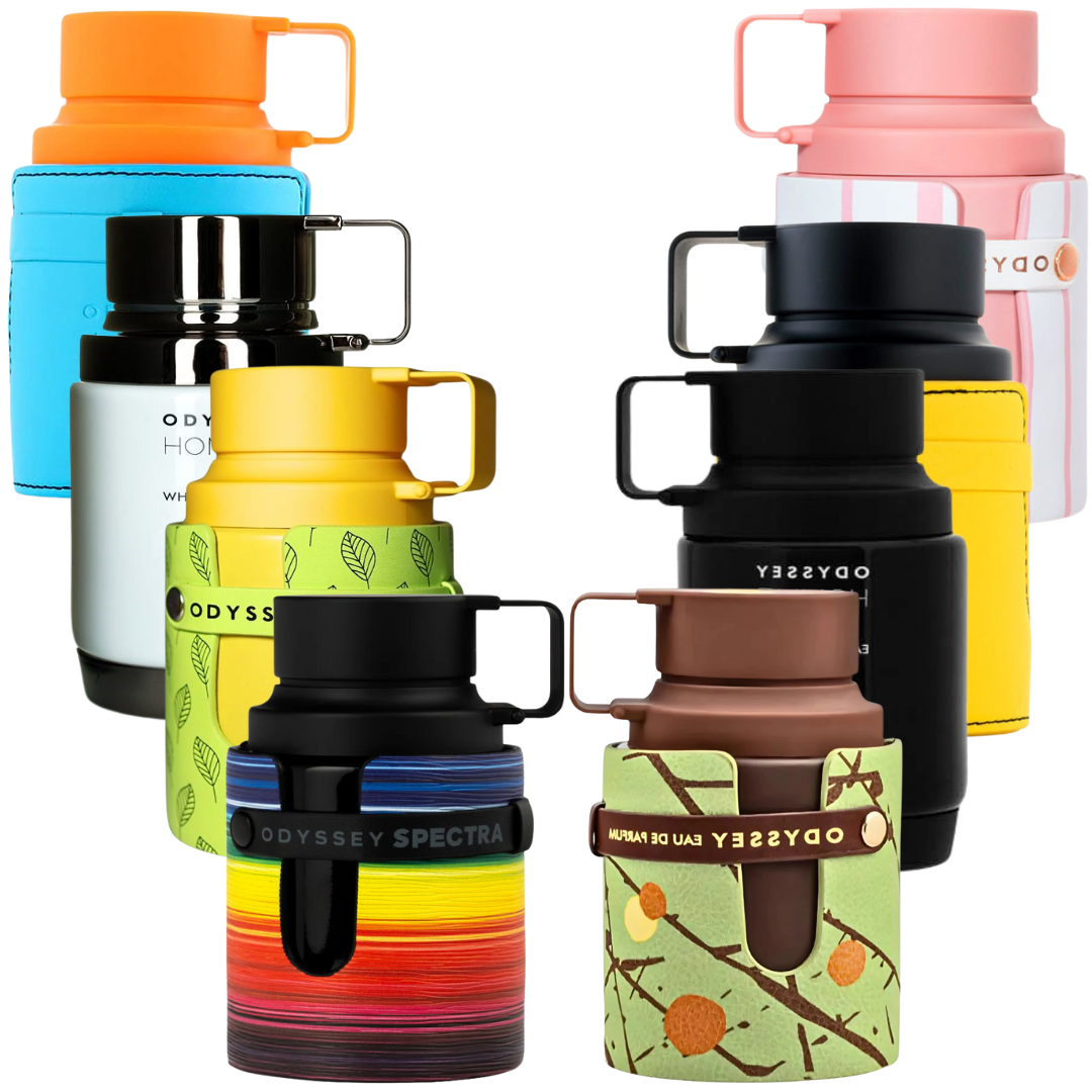 Decant/Sample All Odyssey Pack Mandarin Sky, Mega, Homme White Edition, Homme Black Edition, Limoni Fresh, Dubai Chocolat, Candee, Spectra EDP 10mlX8